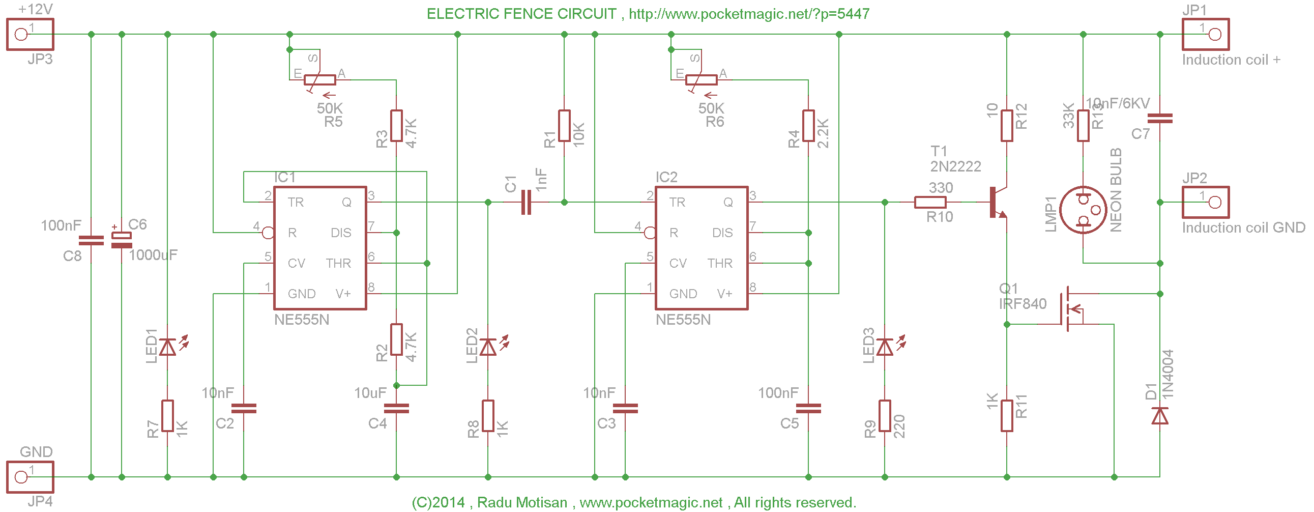 Electric Fence Circuit for perimeter